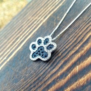 Black Micropave Paw Print Necklace